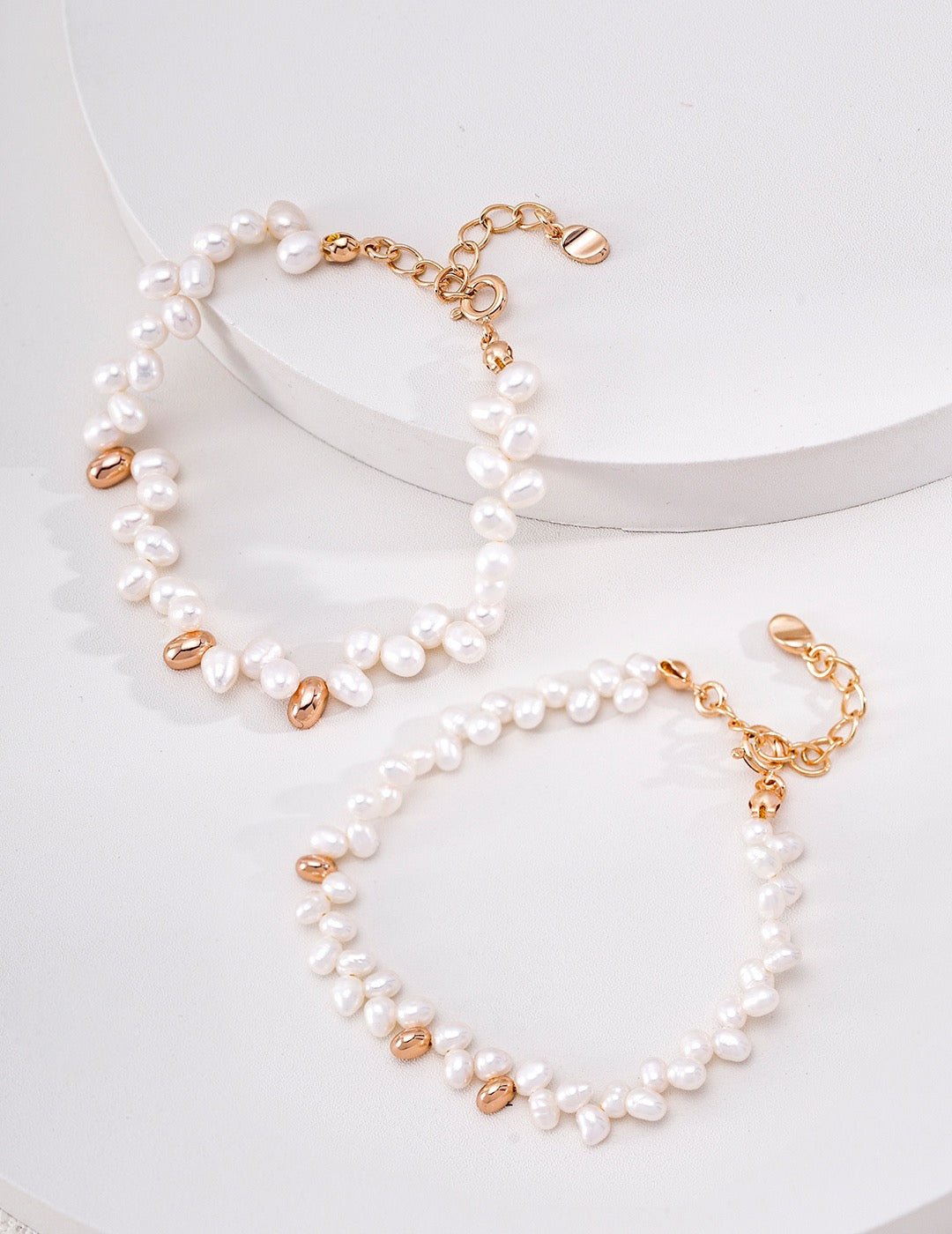 Classic Natural Pearl Bracelet with 925 Silver | 16cm+3cm Adjustable Charm Chain | Elegant Gift for Her | Vintage Baroque Pearl & Gold Plated Sterling Silver Jewelry | sweetsaga Jewelry Store