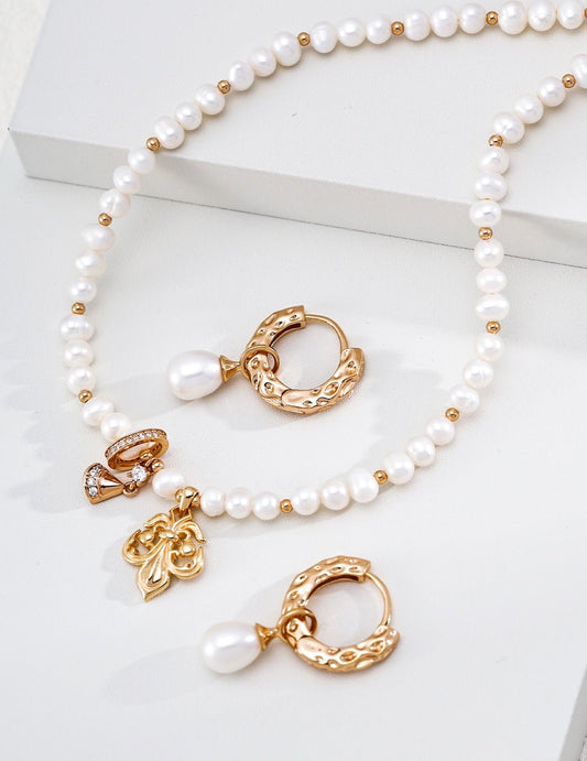 Sterling Silver Natural Pearl Pendant Necklace, Vintage Gold | Vintage Baroque Pearl & Gold Plated Sterling Silver Jewelry | sweetsaga Jewelry Store