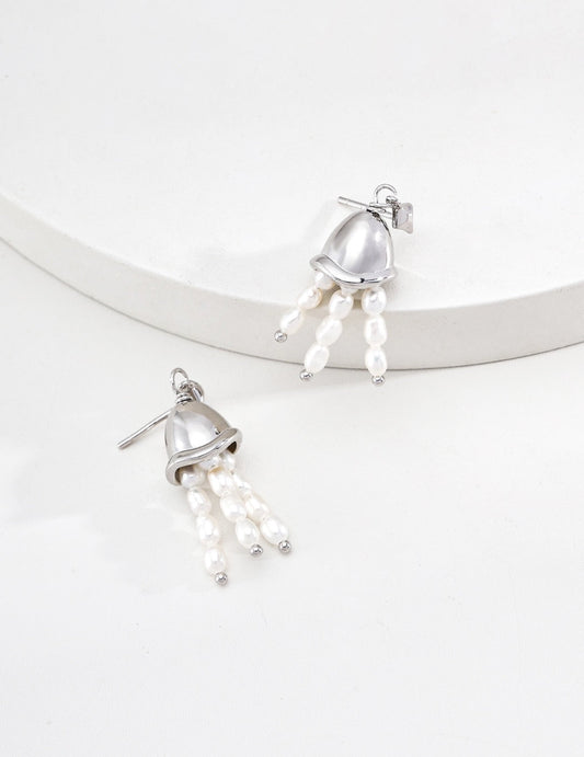 Whispering Wind · Pearl Earrings | S925 Silver · Natural Pearl · Vintage Gold & Platinum | Vintage Baroque Pearl & Gold Plated Sterling Silver Jewelry | sweetsaga Jewelry Store