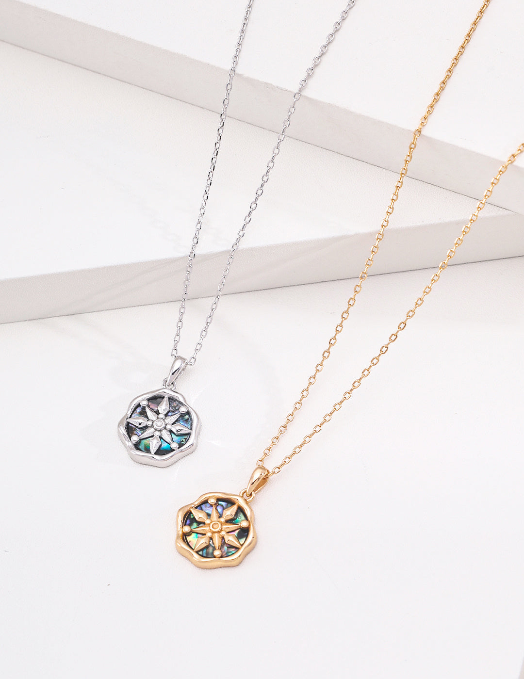 S925 Silver Abalone Shell Necklace | Celestial Vintage Pendant Jewelry