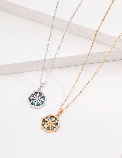 S925 Silver Abalone Shell Necklace | Celestial Vintage Pendant Jewelry