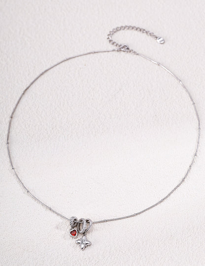 925 Sterling Silver Layered Necklace with Heart & Star Charms | Gold Plated Stackable Pendant | Geometric CZ Jewelry for Womenirconia Jewelry for Women
