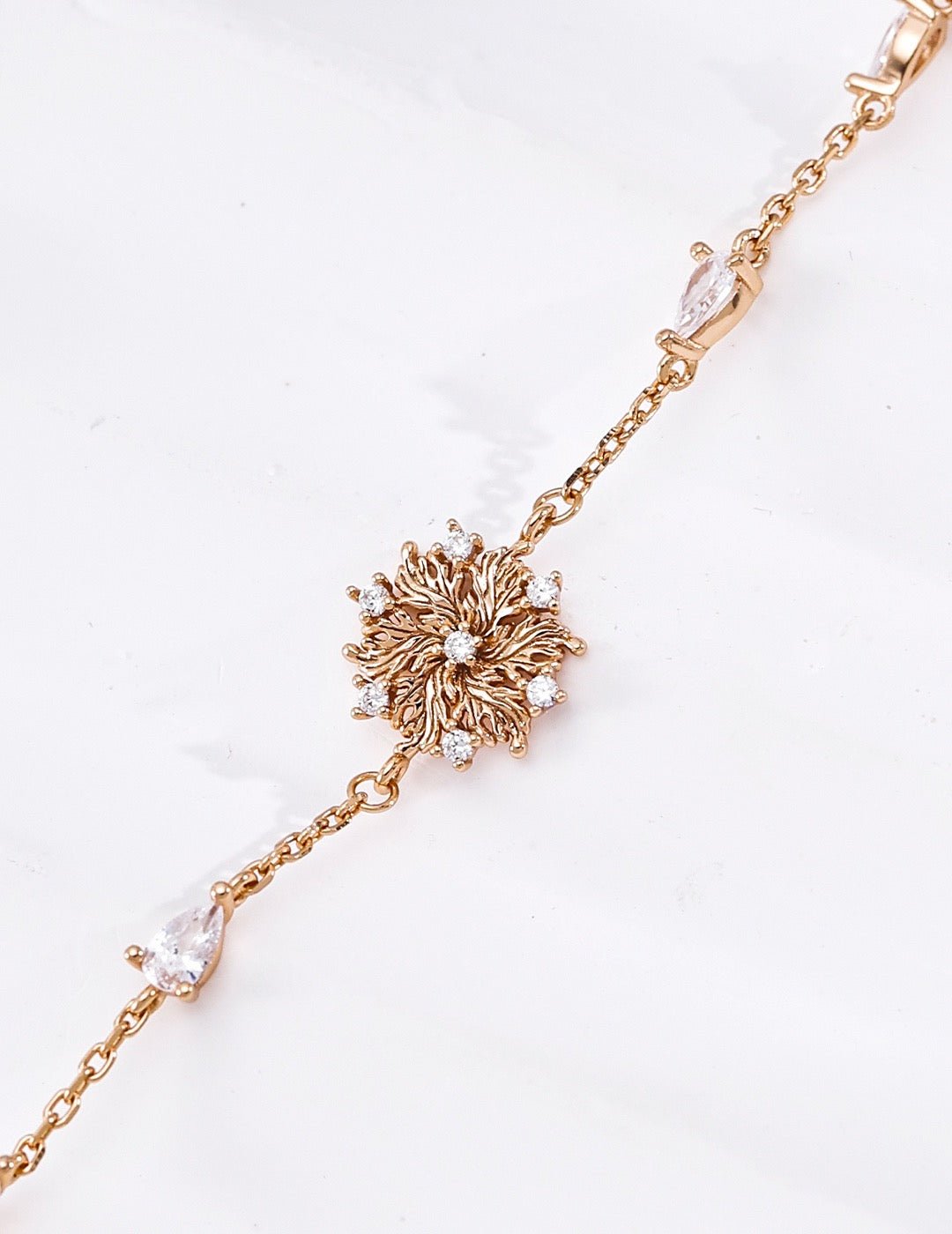 925 Sterling Silver Flower Charm Bracelet with Cubic Zirconia | Adjustable 16+3cm Vintage Gold Lily Bracelet | Meaningful Stackable Jewelry for Women | Vintage Baroque Pearl & Gold Plated Sterling Silver Jewelry | sweetsaga Jewelry Store