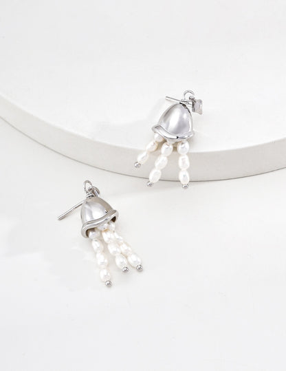 Whispering Wind · Pearl Earrings | S925 Silver · Natural Pearl · Vintage Gold & Platinum