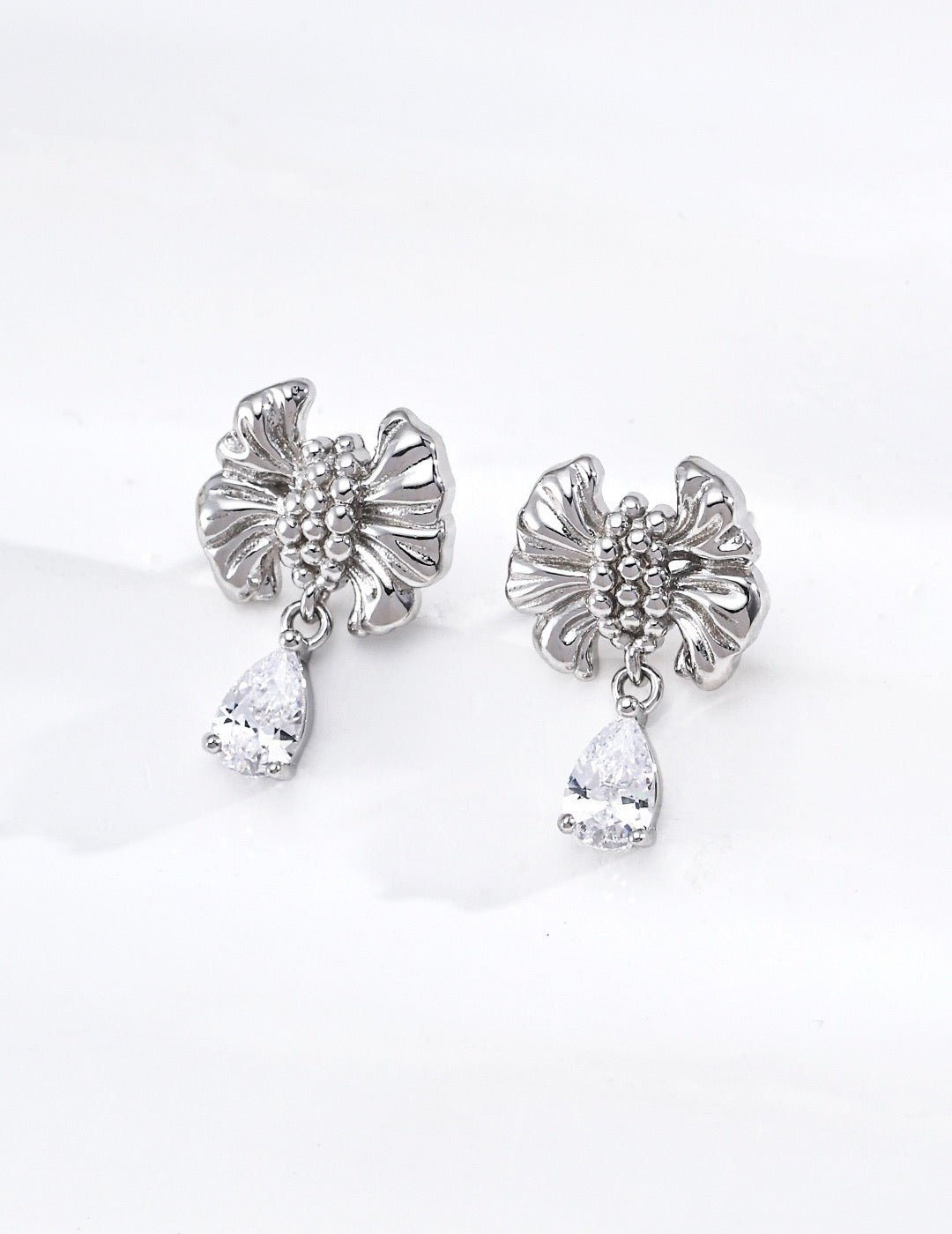 Bow-Knot Zircon Drop Earrings | S925 Silver · Vintage Gold & Platinum | Vintage Baroque Pearl & Gold Plated Sterling Silver Jewelry | sweetsaga Jewelry Store