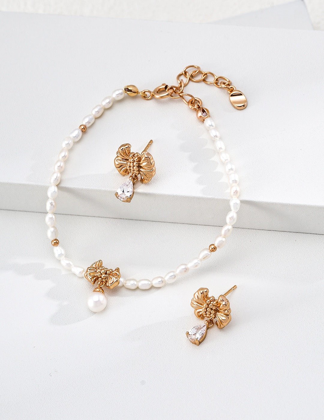 Bow-Knot Zircon Drop Earrings | S925 Silver · Vintage Gold & Platinum | Vintage Baroque Pearl & Gold Plated Sterling Silver Jewelry | sweetsaga Jewelry Store