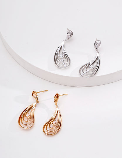 Cocoon to Butterfly Pearl Earrings Pave Cubic Zirconia S925 Silver Drop