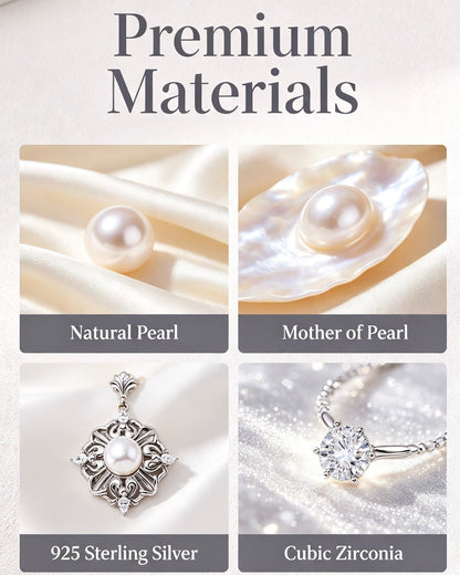 Victorian Rococo Pearl Crown Necklace | S925 Silver Hollow Carved Pendant ：D0645