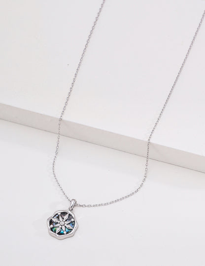 S925 Silver Abalone Shell Necklace | Celestial Vintage Pendant Jewelry