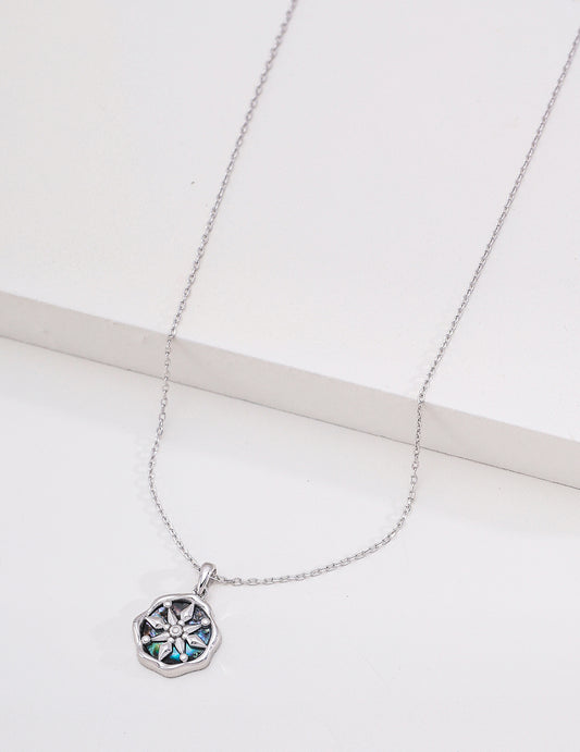 S925 Silver Abalone Shell Necklace | Celestial Vintage Pendant Jewelry