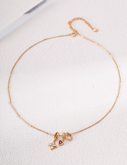 925 Sterling Silver Layered Necklace with Heart & Star Charms | Gold Plated Stackable Pendant | Geometric CZ Jewelry for Womenirconia Jewelry for Women