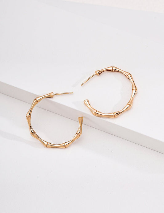 Minimalist Bamboo Earrings | Gold & Platinum Tone S925 Sterling Silver | Vintage Baroque Pearl & Gold Plated Sterling Silver Jewelry | sweetsaga Jewelry Store