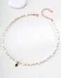 Natural Pearl & Malachite Necklace with Gold Flowing Pendant | 38+6cm Adjustable Vintage Jewelry for WomenD0501-6