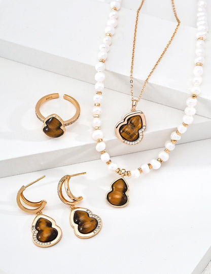 "Natural Pearl Pendant Necklace – S925 Silver Lucky Gourd D0749 | Vintage Baroque Pearl & Gold Plated Sterling Silver Jewelry | sweetsaga Jewelry Store