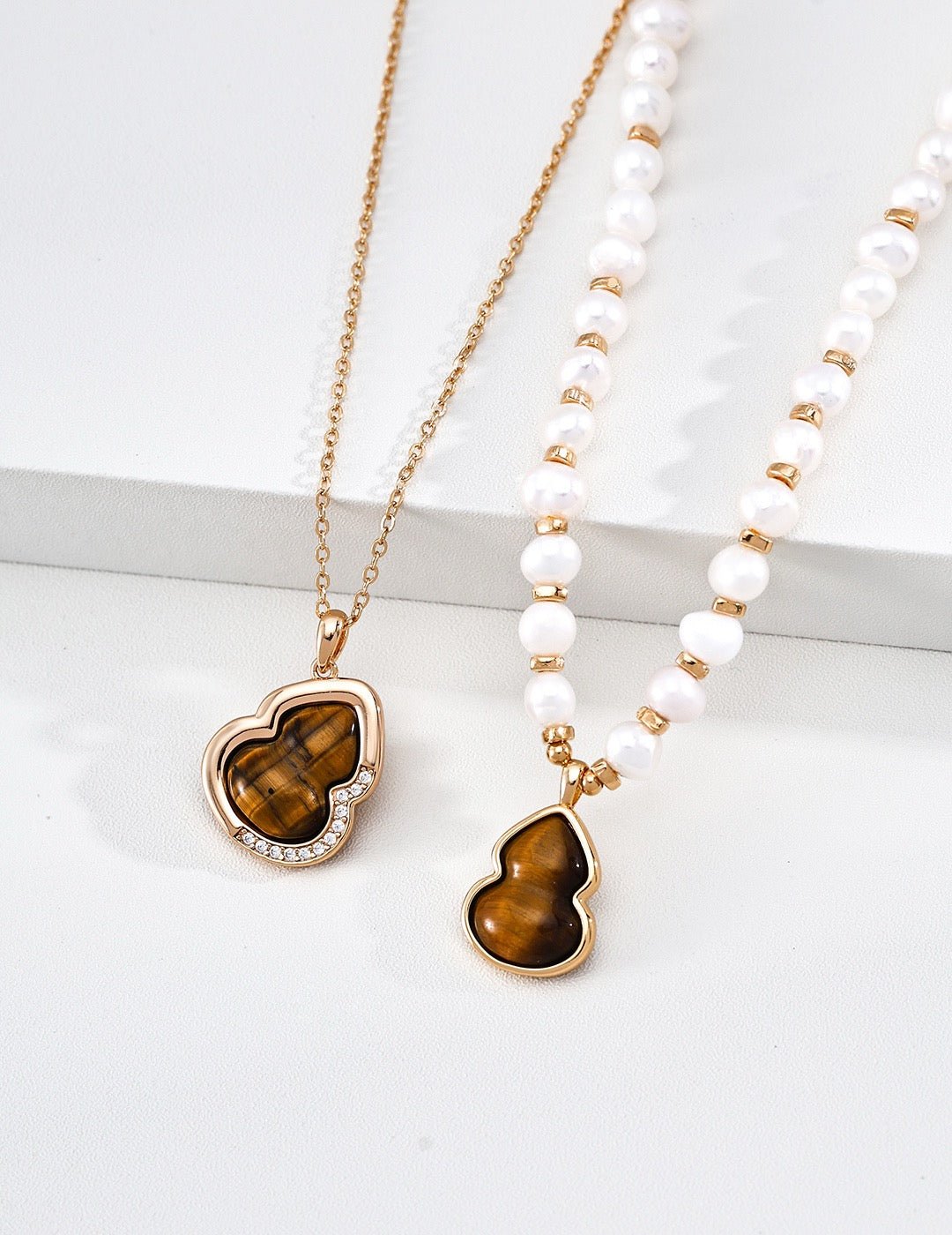 "Natural Pearl Pendant Necklace – S925 Silver Lucky Gourd D0749 | Vintage Baroque Pearl & Gold Plated Sterling Silver Jewelry | sweetsaga Jewelry Store