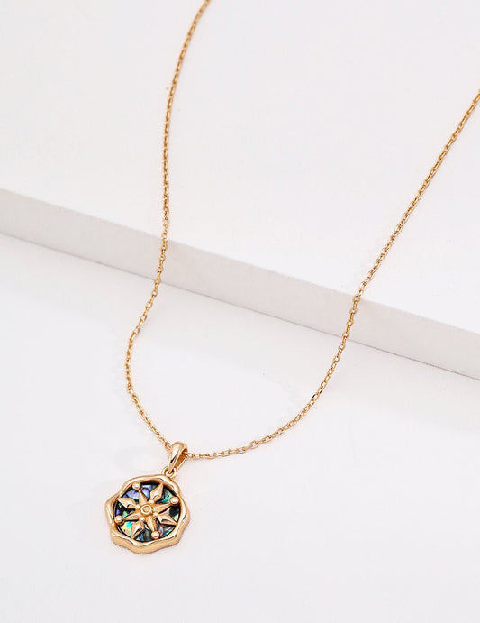 S925 Silver Abalone Shell Necklace | Celestial Vintage Pendant Jewelry | Vintage Baroque Pearl & Gold Plated Sterling Silver Jewelry | sweetsaga Jewelry Store