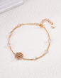 925 Sterling Silver Flower Charm Bracelet with Cubic Zirconia | Adjustable 16+3cm Vintage Gold Lily Bracelet | Meaningful Stackable Jewelry for Women