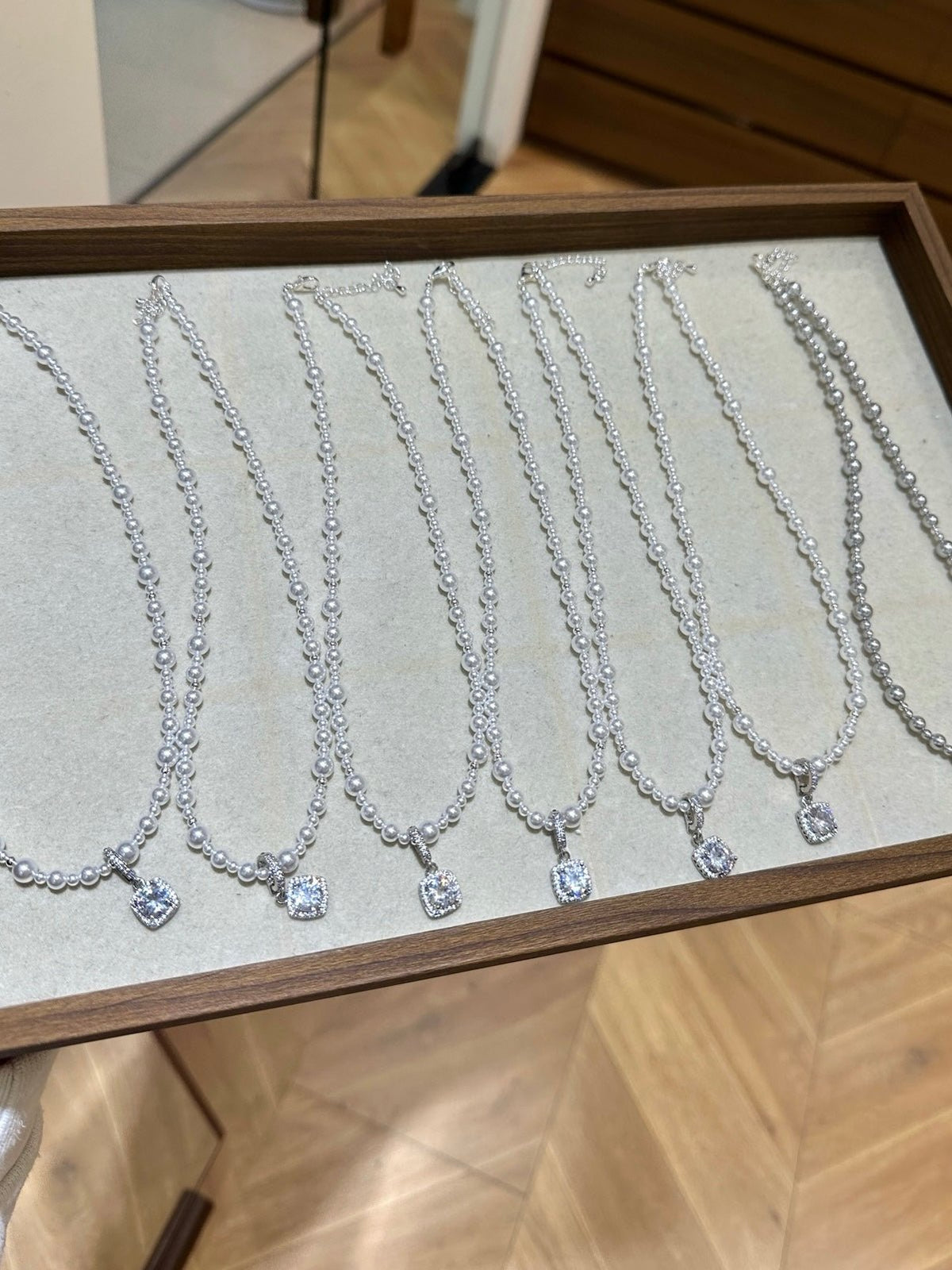 S925 Silver Natural Pearl Pendant Necklace with Square CZ Diamond | Vintage Layering Choker in Grey & White | Dainty Charm Jewelry for Women | Vintage Baroque Pearl & Gold Plated Sterling Silver Jewelry | sweetsaga Jewelry Store