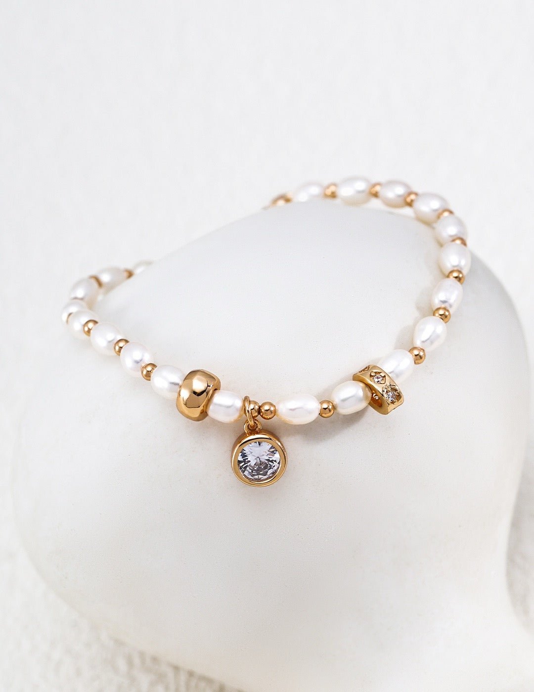 S925 Silver Pearl & Zircon Bracelet · Vintage Gold · Natural Freshwater Pearl | Vintage Baroque Pearl & Gold Plated Sterling Silver Jewelry | sweetsaga Jewelry Store