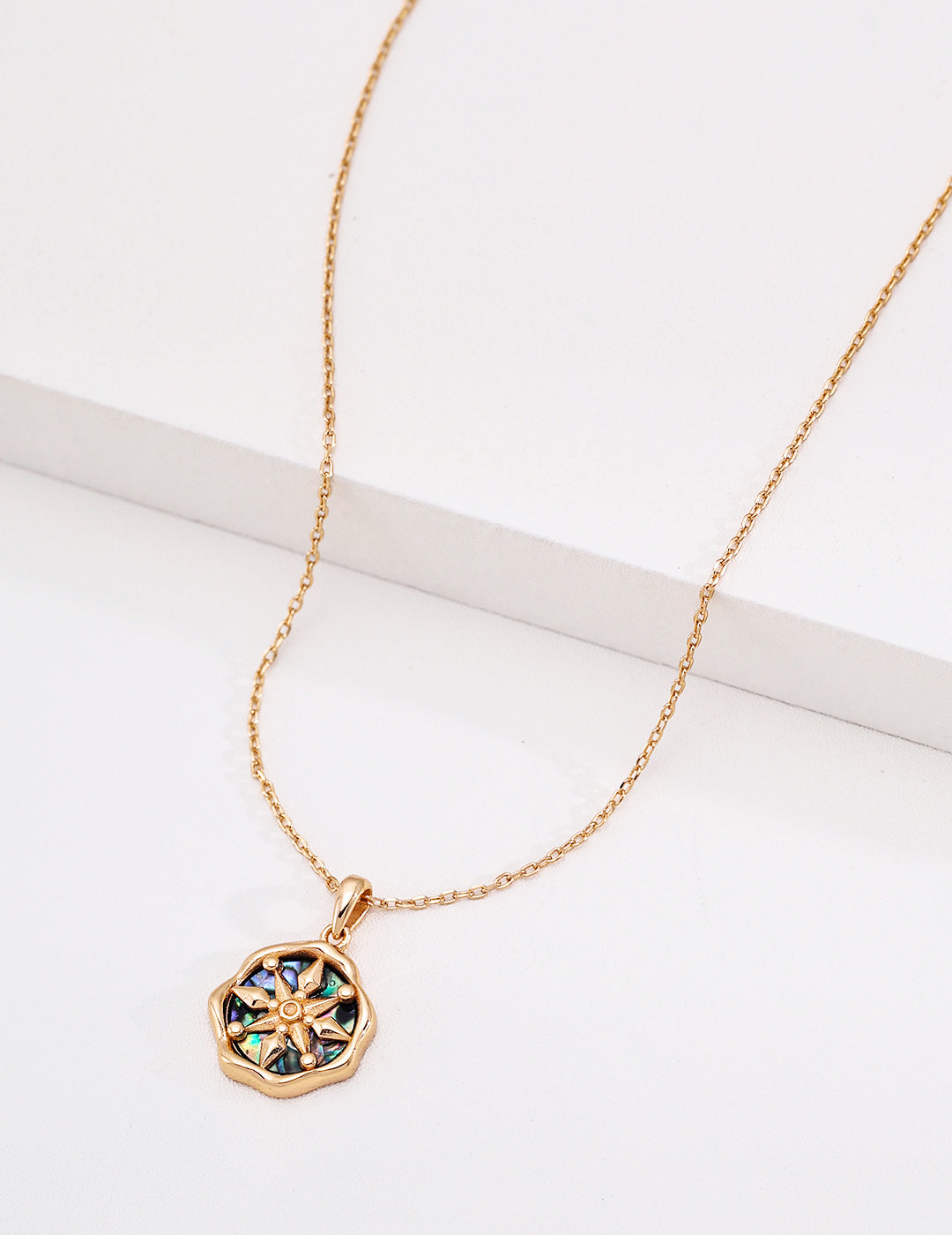 S925 Silver Abalone Shell Necklace | Celestial Vintage Pendant Jewelry