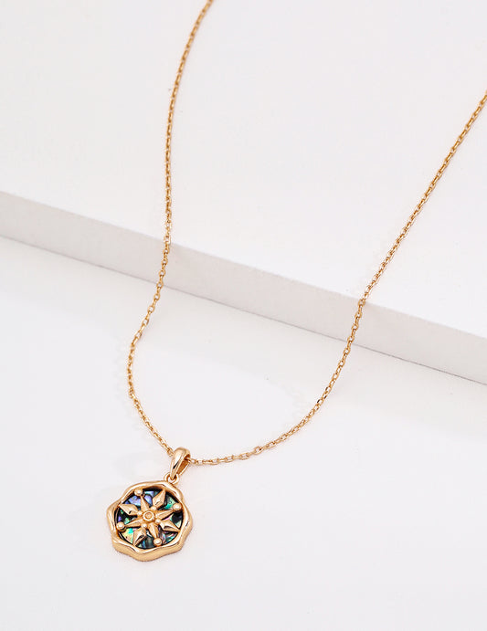 S925 Silver Abalone Shell Necklace | Celestial Vintage Pendant Jewelry
