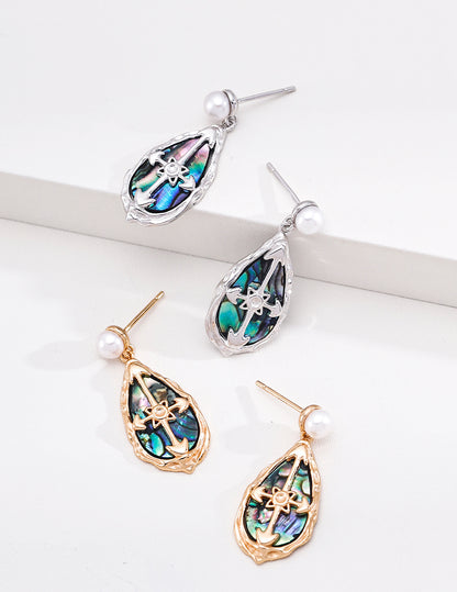 S925 Silver Abalone Shell Pearl Earrings | Celestial Vintage Drop Jewelry
