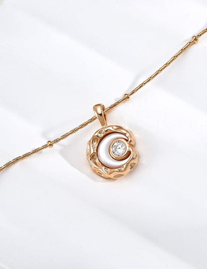 S925 Silver Vintage Gold Mother of Pearl Necklace | Star & Moon Pendant with Cubic Zirconia | Adjustable Celestial Jewelry  | Vintage Baroque Pearl & Gold Plated Sterling Silver Jewelry | sweetsaga Jewelry Store