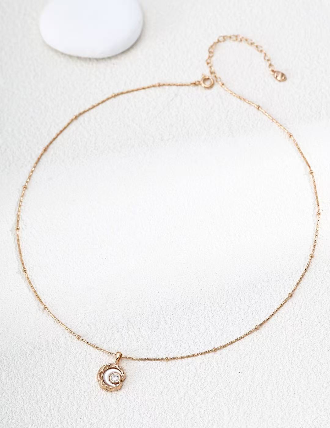S925 Silver Vintage Gold Mother of Pearl Necklace | Star & Moon Pendant with Cubic Zirconia | Adjustable Celestial Jewelry  | Vintage Baroque Pearl & Gold Plated Sterling Silver Jewelry | sweetsaga Jewelry Store