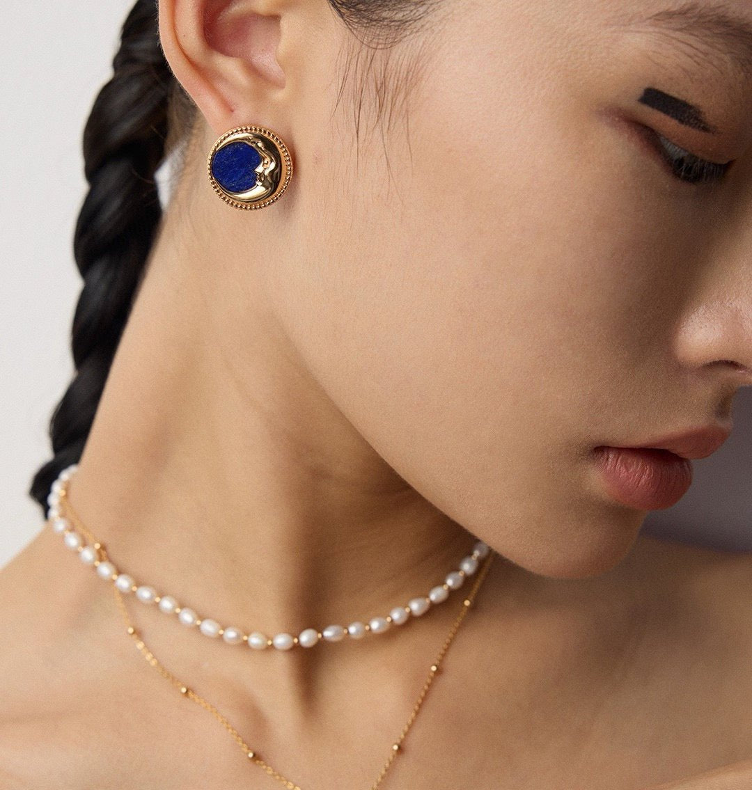 S925 Silver Vintage Lapis Lazuli Earrings · Antique Gold · Natural Gemstone | Vintage Baroque Pearl & Gold Plated Sterling Silver Jewelry | sweetsaga Jewelry Store