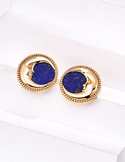 S925 Silver Vintage Lapis Lazuli Earrings · Antique Gold · Natural Gemstone | Vintage Baroque Pearl & Gold Plated Sterling Silver Jewelry | sweetsaga Jewelry Store