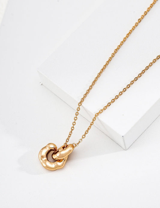 S925 Sterling Silver Chain Necklace — Vintage Gold & Platinum | D0766 | Vintage Baroque Pearl & Gold Plated Sterling Silver Jewelry | sweetsaga Jewelry Store