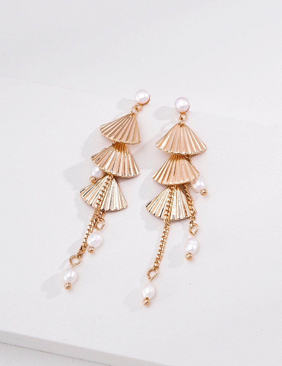 S925 Sterling Silver Natural Pearl Dangle Earrings | Vintage Gold & Silver Fan-Shaped Drop Jewelry | Hypoallergenic 4cm Earrings for Women | Vintage Baroque Pearl & Gold Plated Sterling Silver Jewelry | sweetsaga Jewelry Store