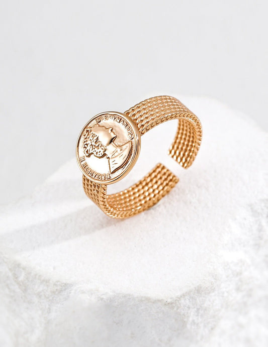 S925 Sterling Silver Vintage Braided Ring | Adjustable Open-End Band with Classic Woven Texture | Retro Ins-Style Stackable Jewelry for Women | Vintage Baroque Pearl & Gold Plated Sterling Silver Jewelry | sweetsaga Jewelry Store