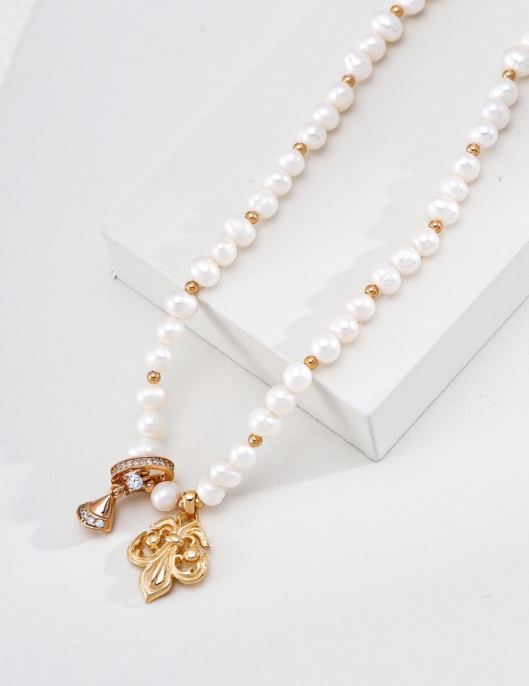 Sterling Silver Natural Pearl Pendant Necklace, Vintage Gold | Vintage Baroque Pearl & Gold Plated Sterling Silver Jewelry | sweetsaga Jewelry Store