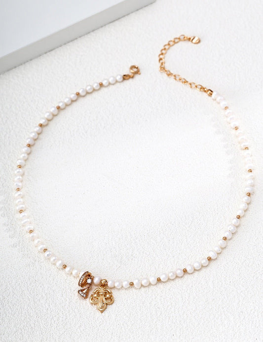 Sterling Silver Natural Pearl Pendant Necklace, Vintage Gold | Vintage Baroque Pearl & Gold Plated Sterling Silver Jewelry | sweetsaga Jewelry Store