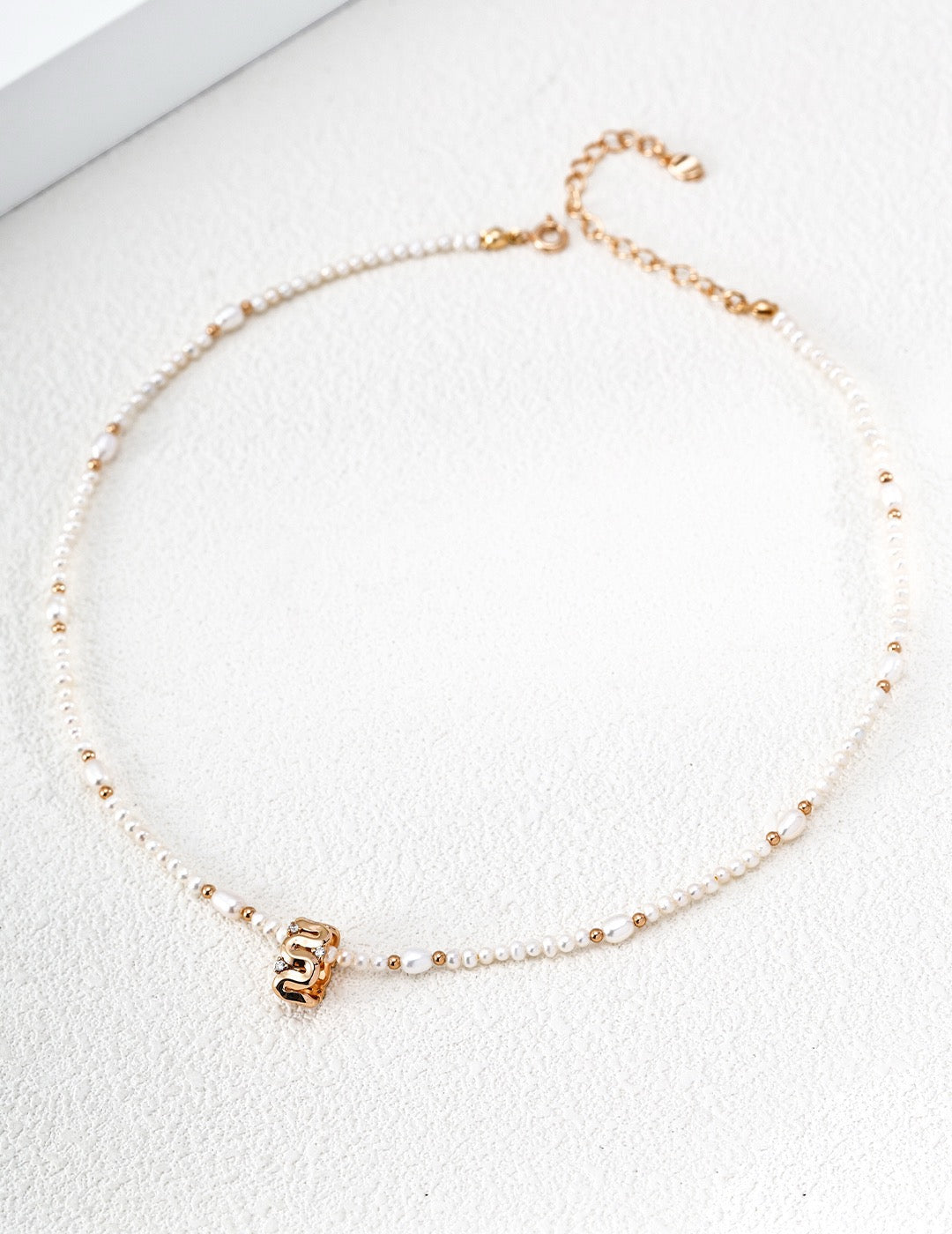 Sterling Silver Natural Pearl & Zirconia Pendant NecklaceD0769 | Vintage Baroque Pearl & Gold Plated Sterling Silver Jewelry | sweetsaga Jewelry Store