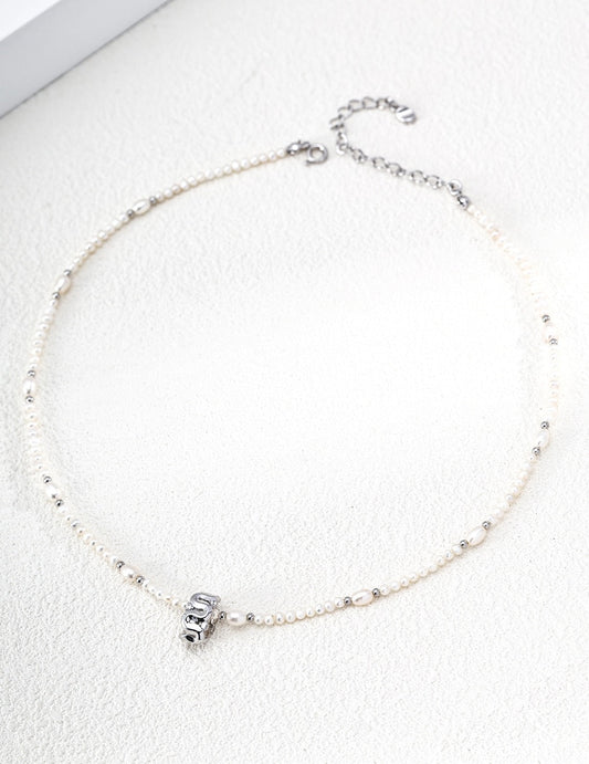 Sterling Silver Natural Pearl & Zirconia Pendant NecklaceD0769 | Vintage Baroque Pearl & Gold Plated Sterling Silver Jewelry | sweetsaga Jewelry Store